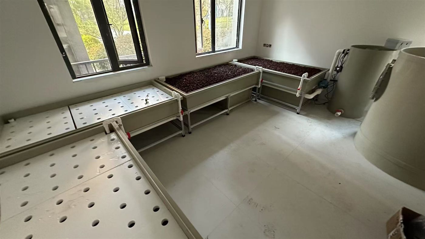 3D CAD design of iAquaponic 1-Ton system with dimensions